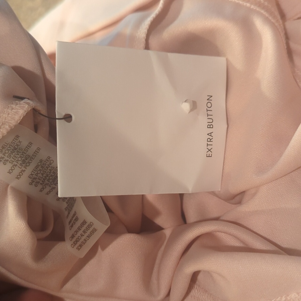 New Pink Dress Calvin Klein Soft Blush Long Sheer Sleeves Crepe Party Sz 12 - Picture 10 of 10